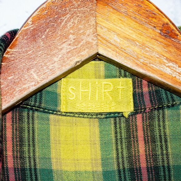 CP Shades Women's Button up Flannel Shirt Yellow Green Plaid Cotton Size Medium - Picture 2 of 9